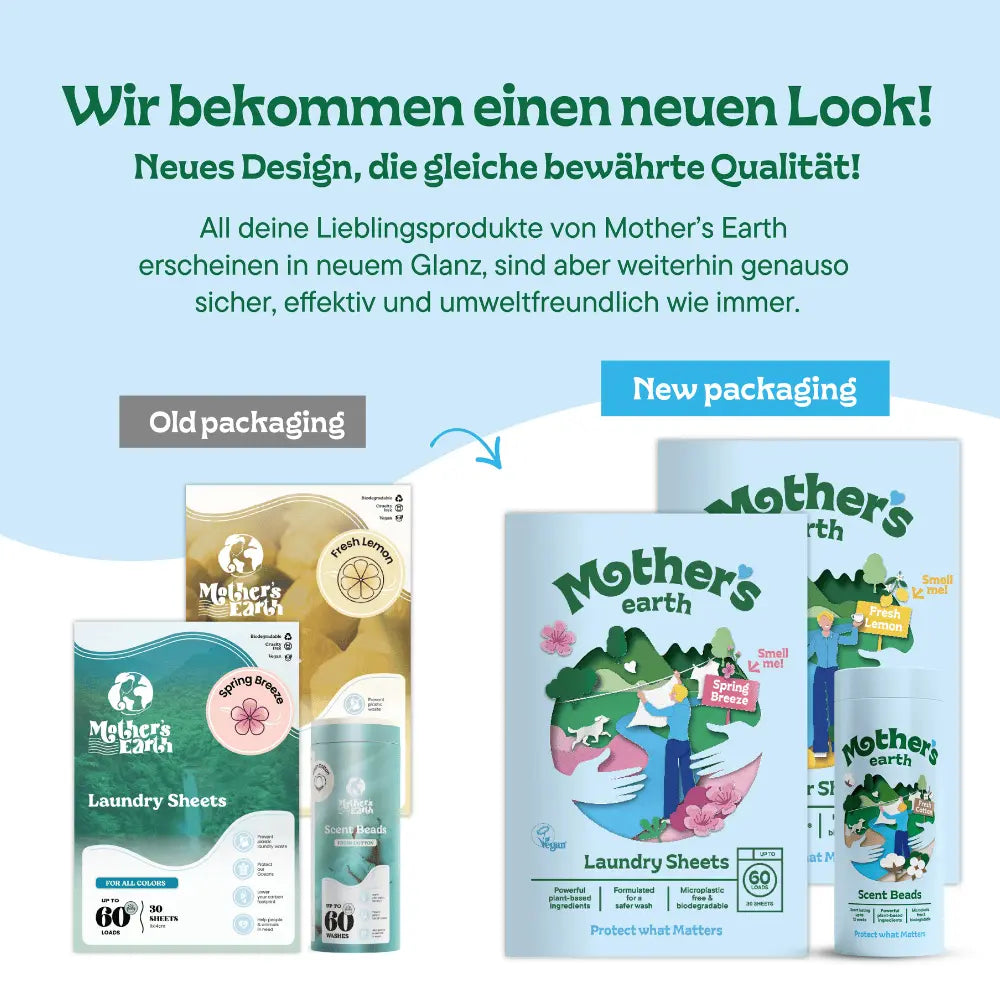 Umweltfreundliche Waschmittel-Blätter + Duftperlen Vorteilspaket Mother's Earth