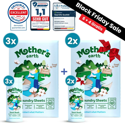Umweltfreundliche Waschmittel-Blätter + Duftperlen Vorteilspaket
