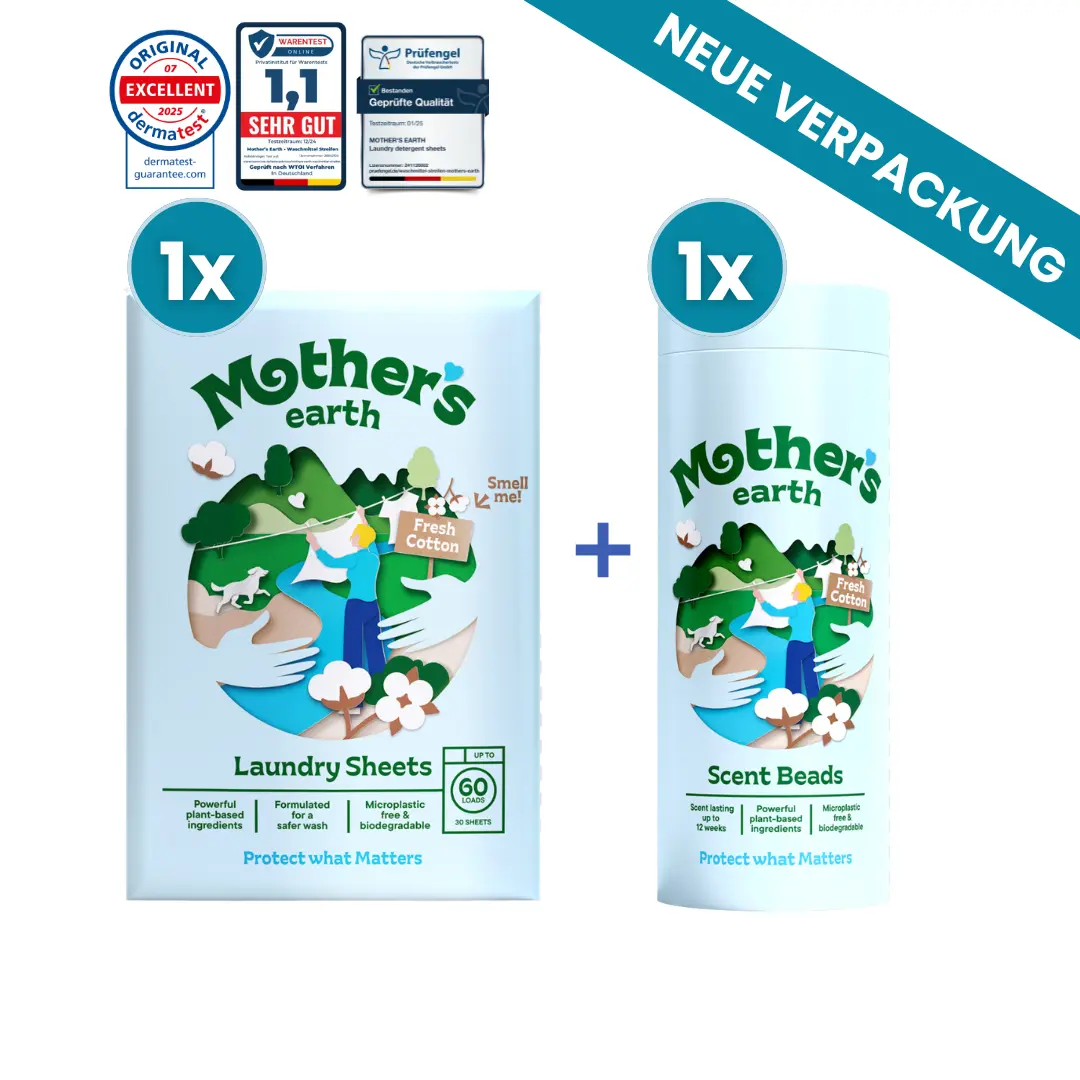 Umweltfreundliche Waschmittel-Blätter + Duftperlen Vorteilspaket Mother's Earth