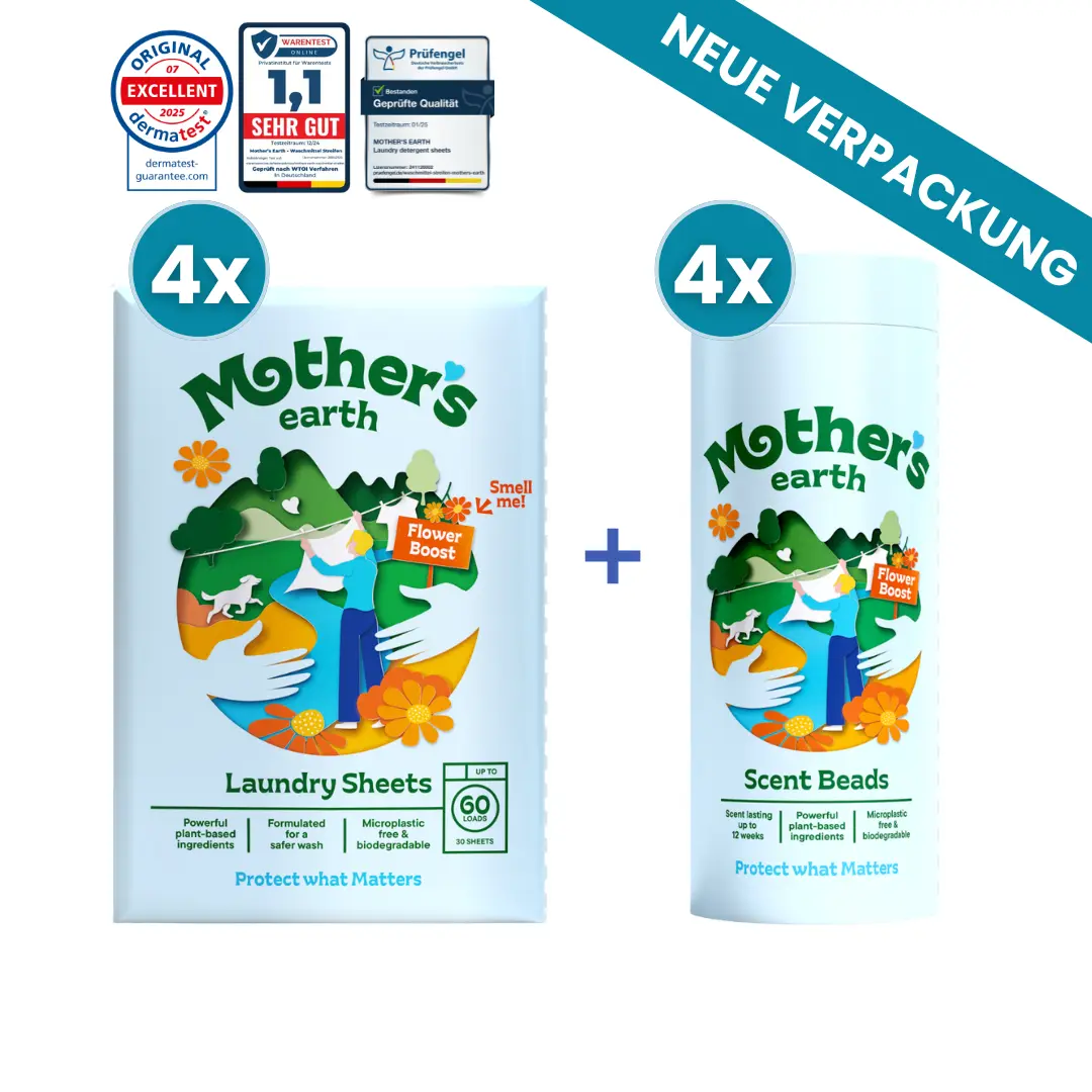 Umweltfreundliche Waschmittel-Blätter + Duftperlen Vorteilspaket Mother's Earth