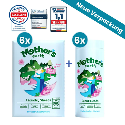 Umweltfreundliche Waschmittel-Blätter + Duftperlen Vorteilspaket Mother's Earth