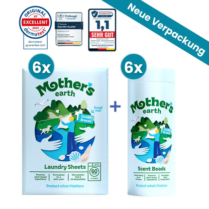 Umweltfreundliche Waschmittel-Blätter + Duftperlen Vorteilspaket Mother's Earth