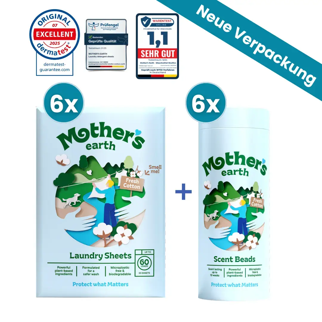 Umweltfreundliche Waschmittel-Blätter + Duftperlen Vorteilspaket Mother's Earth