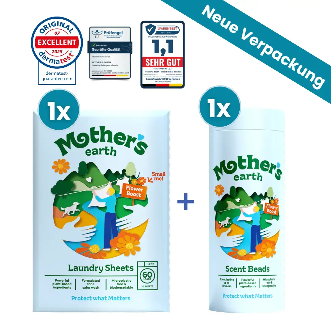 Umweltfreundliche Waschmittel-Blätter + Duftperlen Vorteilspaket Mother's Earth