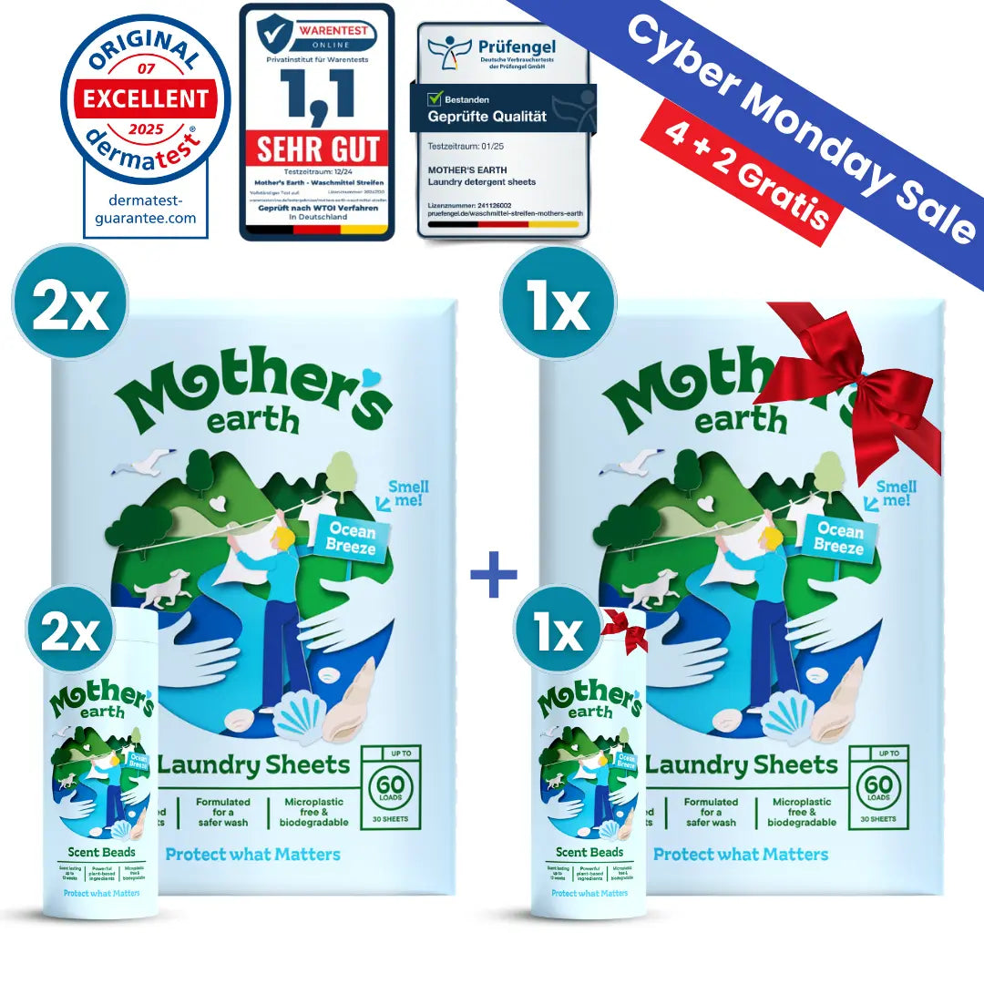 Umweltfreundliche Waschmittel-Blätter + Duftperlen Vorteilspaket Mother's Earth