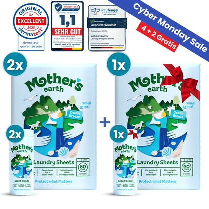 Umweltfreundliche Waschmittel-Blätter + Duftperlen Vorteilspaket Mother's Earth