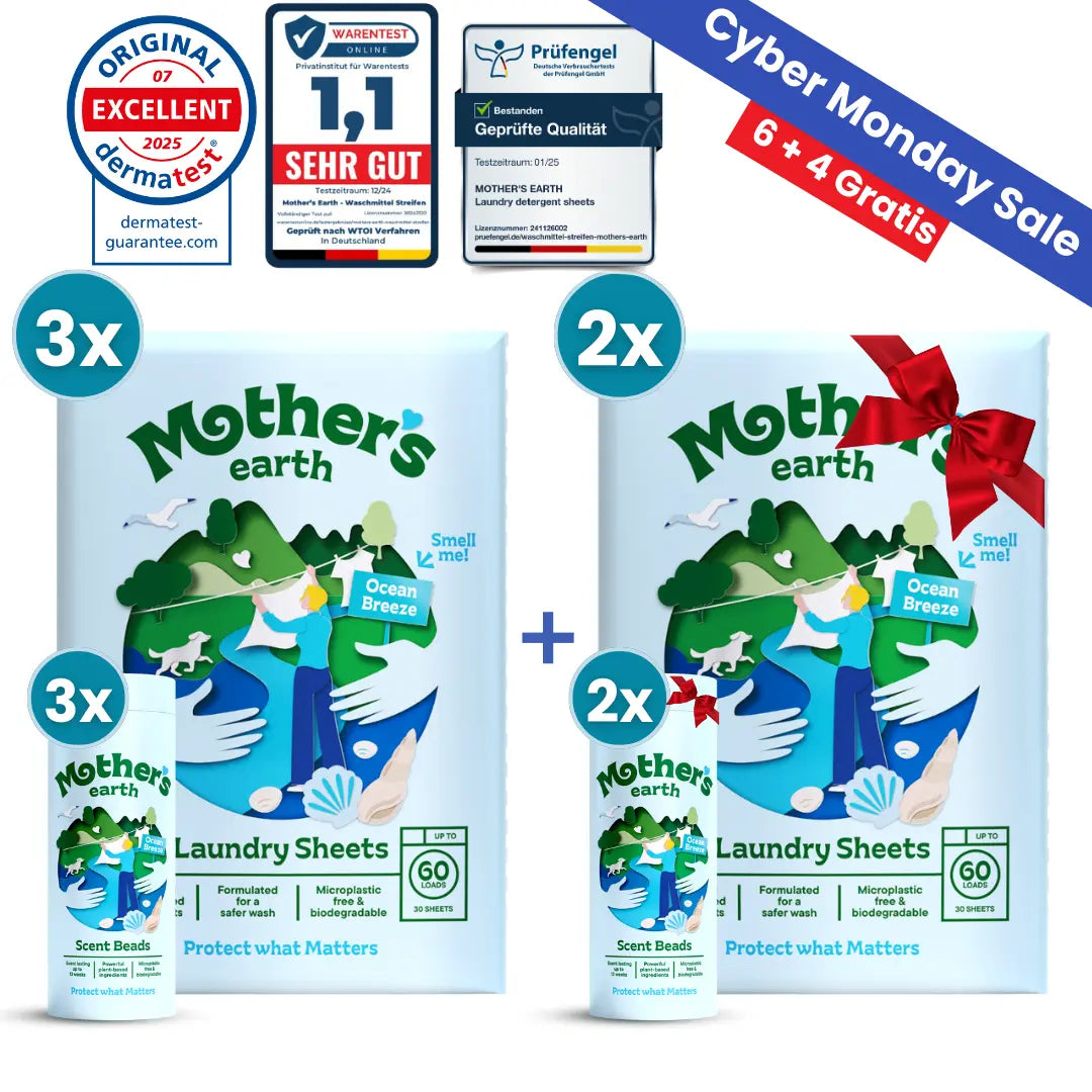 Umweltfreundliche Waschmittel-Blätter + Duftperlen Vorteilspaket Mother's Earth