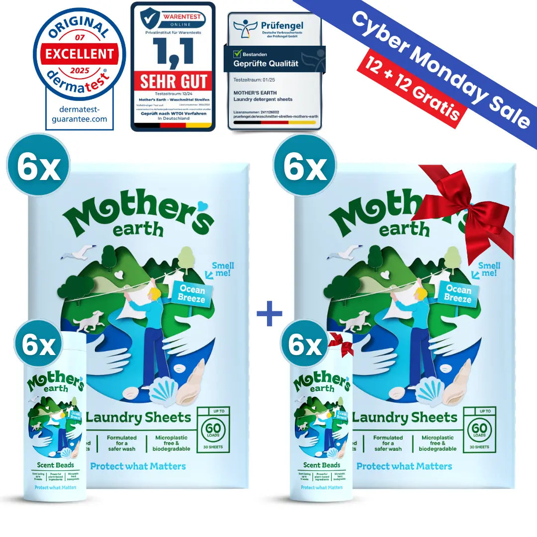Umweltfreundliche Waschmittel-Blätter + Duftperlen Vorteilspaket Mother's Earth