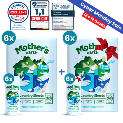 Umweltfreundliche Waschmittel-Blätter + Duftperlen Vorteilspaket Mother's Earth