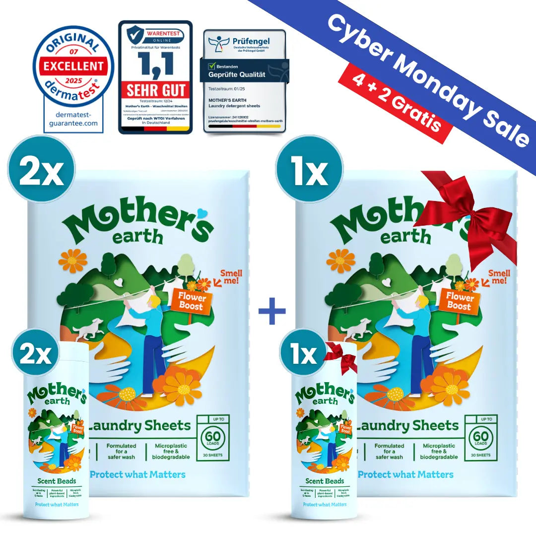 Umweltfreundliche Waschmittel-Blätter + Duftperlen Vorteilspaket Mother's Earth