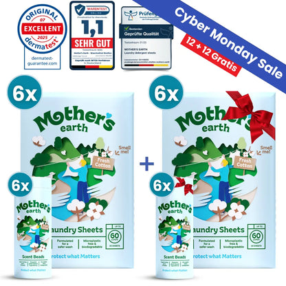 Umweltfreundliche Waschmittel-Blätter + Duftperlen Vorteilspaket Mother's Earth