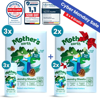 Umweltfreundliche Waschmittel-Blätter + Duftperlen Vorteilspaket Mother's Earth