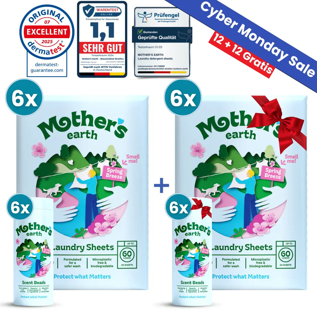 Umweltfreundliche Waschmittel-Blätter + Duftperlen Vorteilspaket Mother's Earth