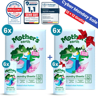 Umweltfreundliche Waschmittel-Blätter + Duftperlen Vorteilspaket Mother's Earth