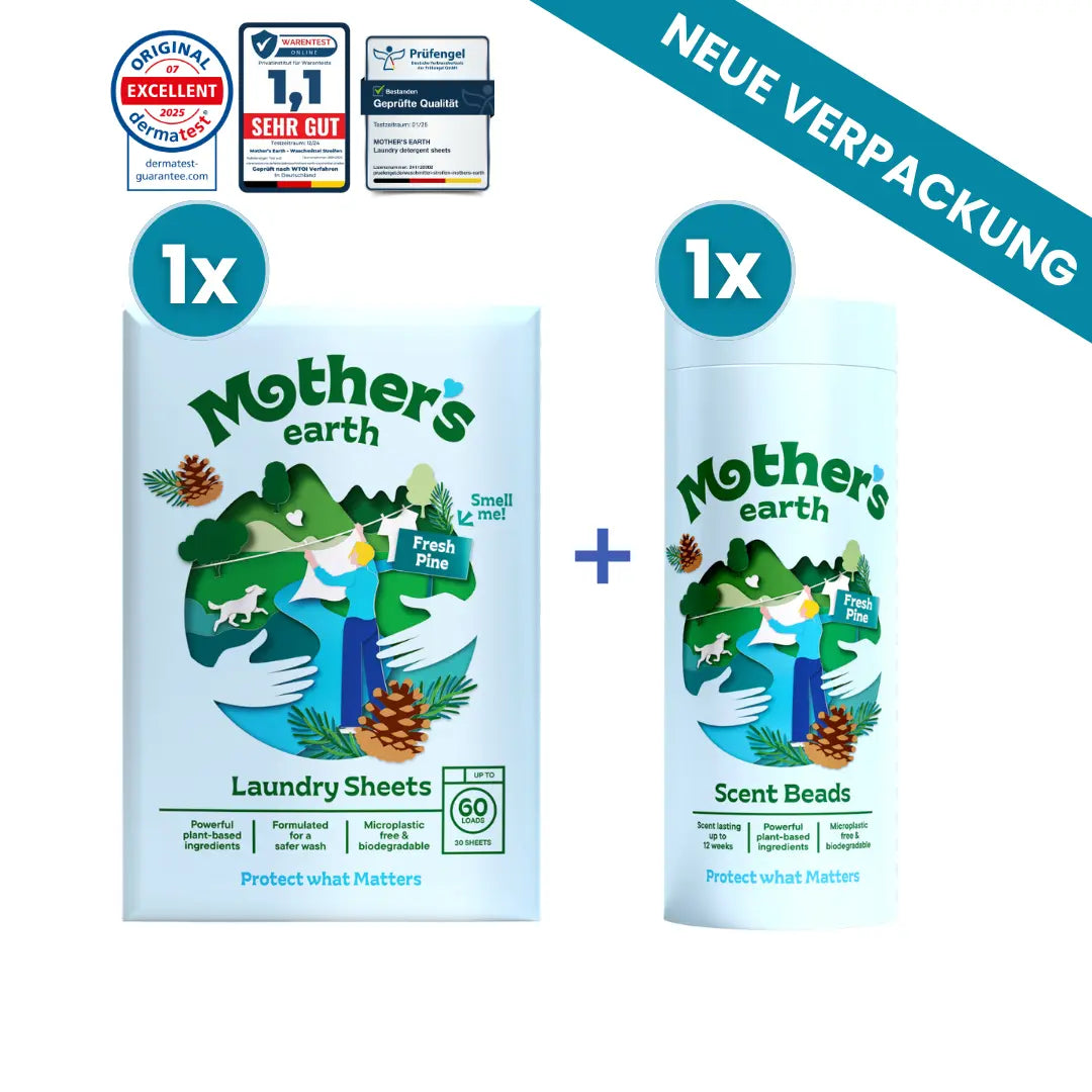 Umweltfreundliche Waschmittel-Blätter + Duftperlen Vorteilspaket Mother's Earth