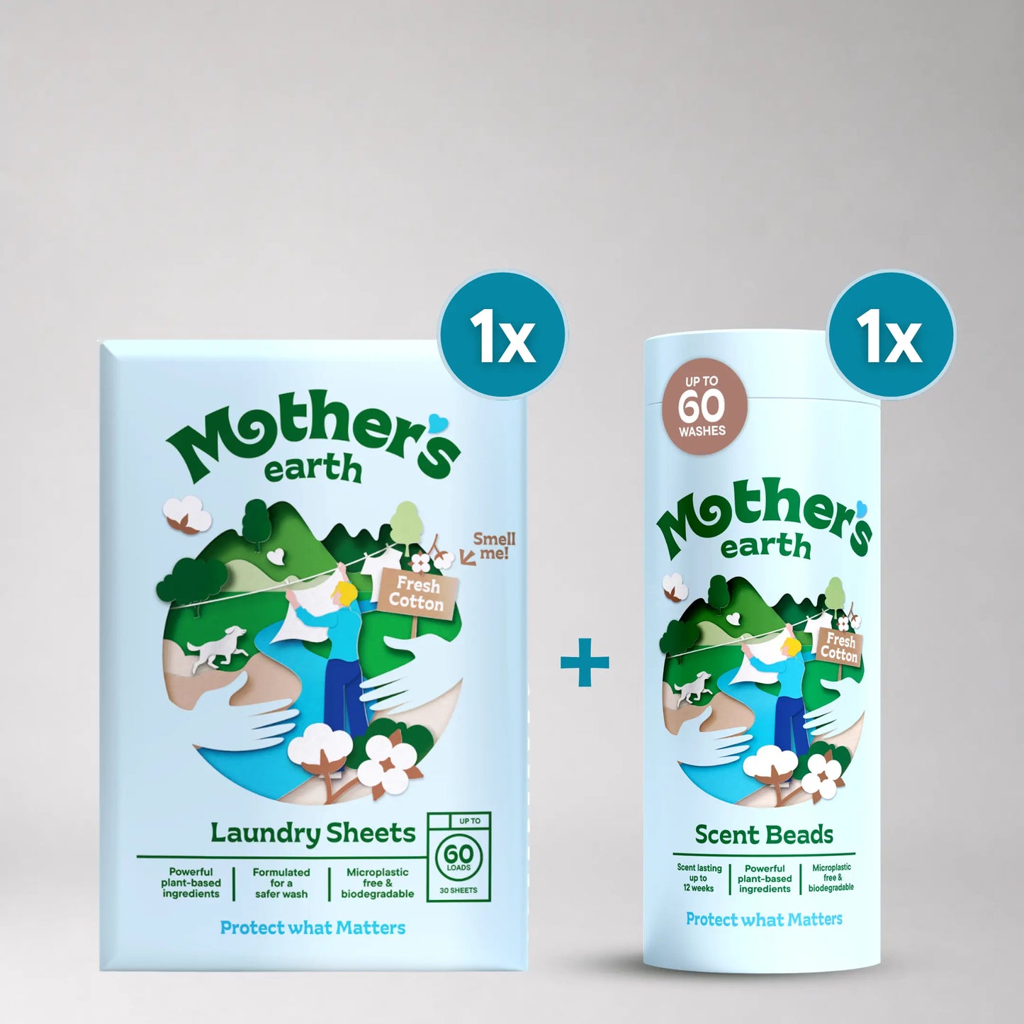 Umweltfreundliche Waschmittel-Blätter + Duftperlen Vorteilspaket Mother's Earth