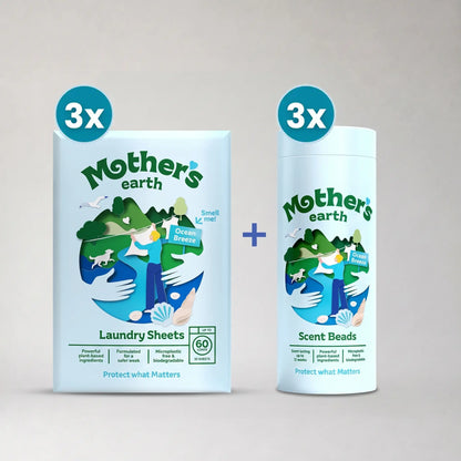 Umweltfreundliche Waschmittel-Blätter + Duftperlen Vorteilspaket Mother's Earth