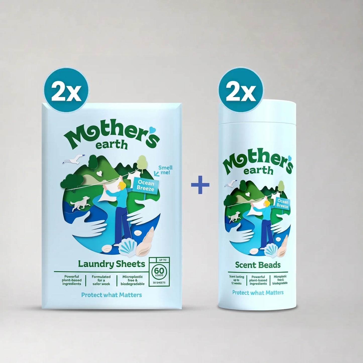 Umweltfreundliche Waschmittel-Blätter + Duftperlen Vorteilspaket Mother's Earth