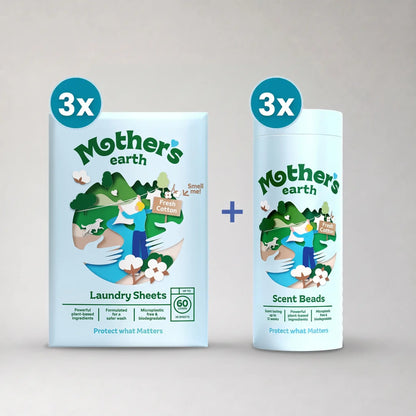 Umweltfreundliche Waschmittel-Blätter + Duftperlen Vorteilspaket Mother's Earth