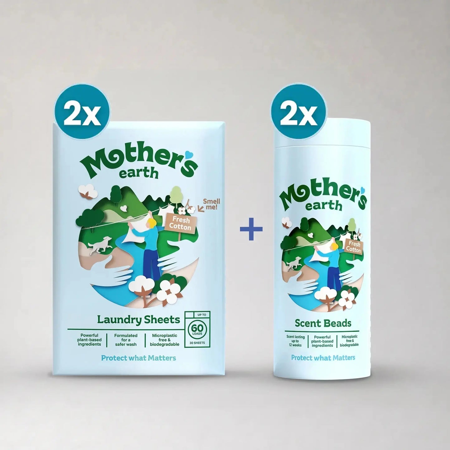 Umweltfreundliche Waschmittel-Blätter + Duftperlen Vorteilspaket Mother's Earth
