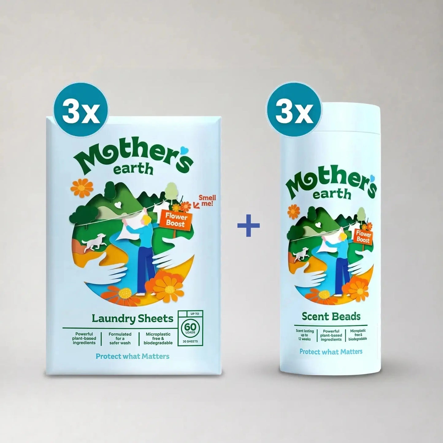Umweltfreundliche Waschmittel-Blätter + Duftperlen Vorteilspaket Mother's Earth