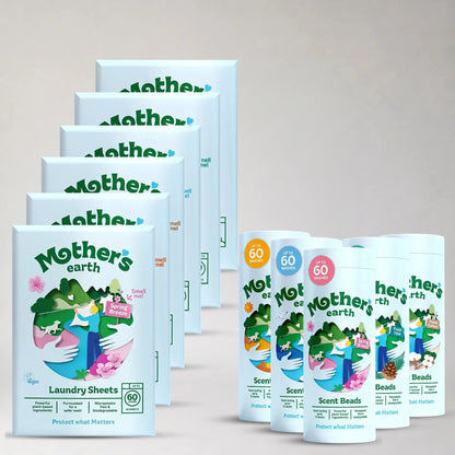 Umweltfreundliche Waschmittel-Blätter + Duftperlen Vorteilspaket Mother's Earth